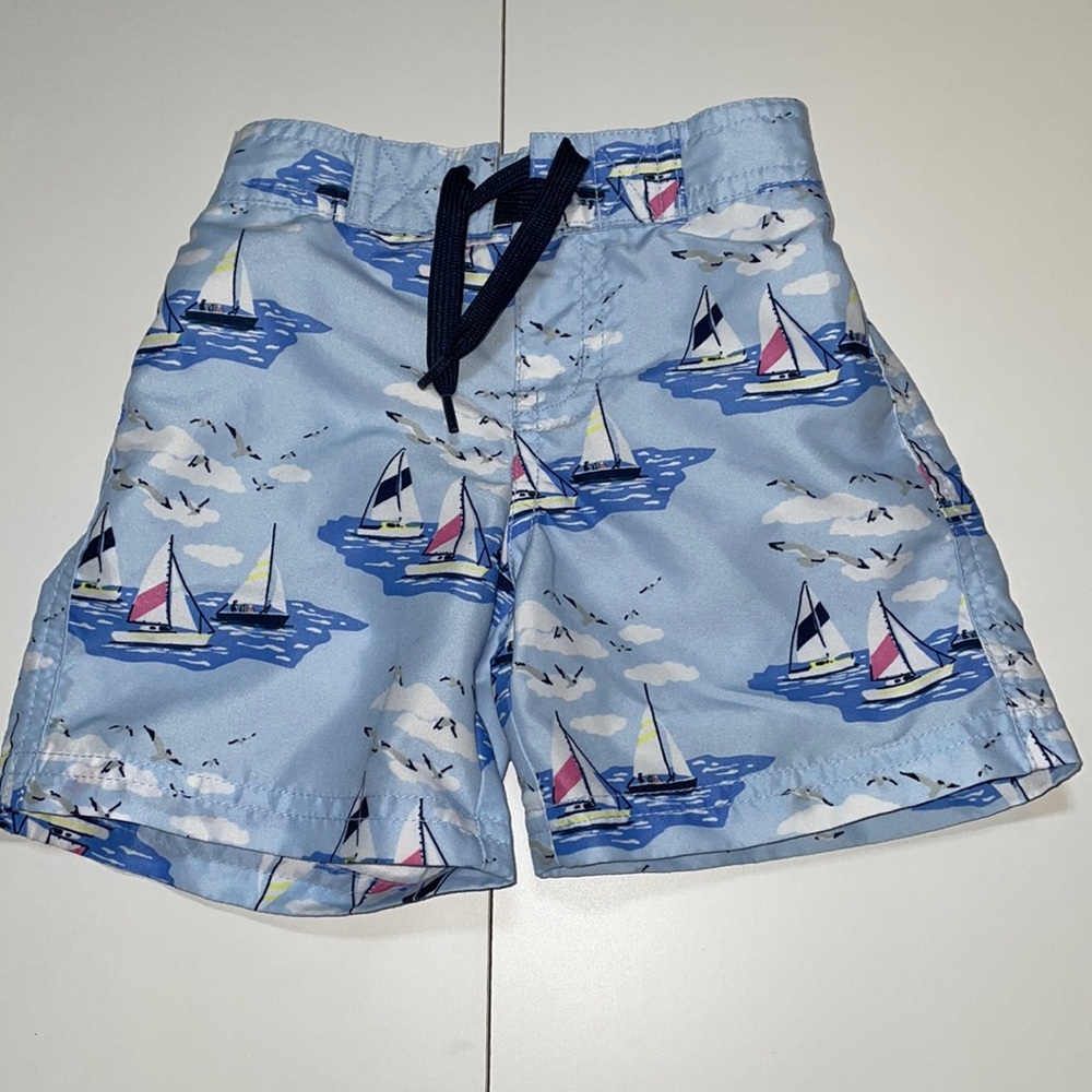 Janie and Jack Baby Boys Sailboat Print Swim Trunks - 6-12 Months